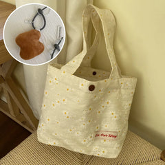 Lovely Flower Handbag - Girls Canvas Eco Bag - Japanese Lunch Bag