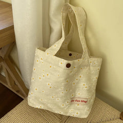 Lovely Flower Handbag - Girls Canvas Eco Bag - Japanese Lunch Bag