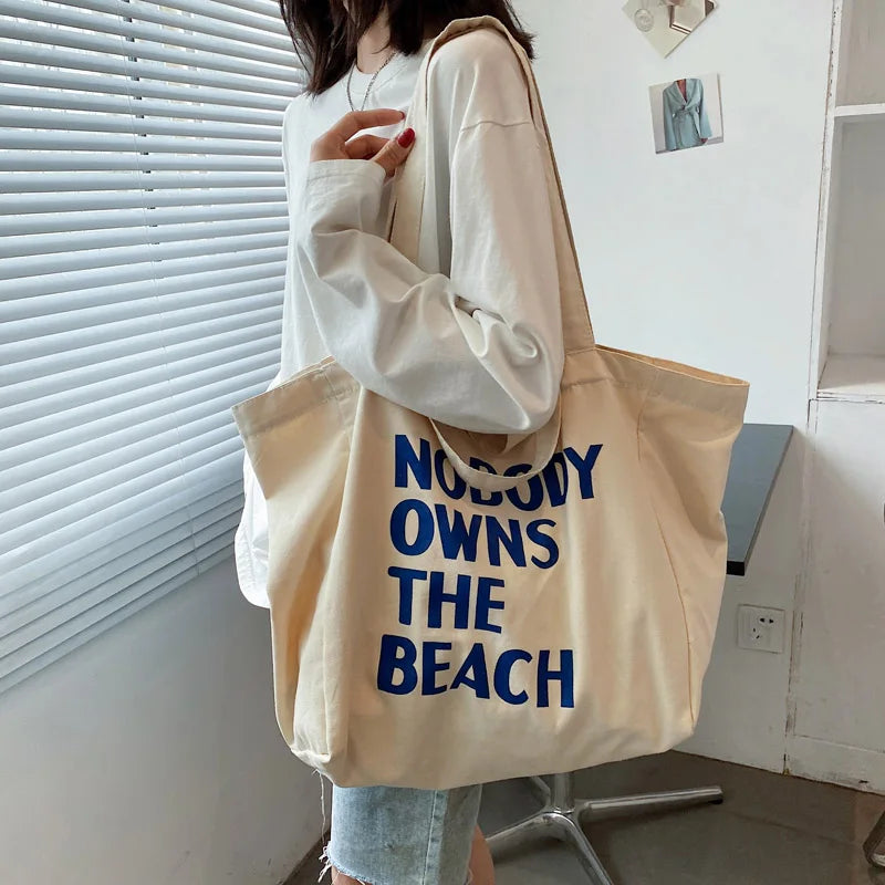 Women's Canvas Handbag Large Capacity Shoulder Bag Female Letter Printed