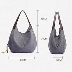 Women's Canvas Handbags High Female Hobos Single Shoulder Bags Solid Mul