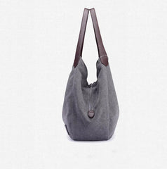 Women's Canvas Handbags High Female Hobos Single Shoulder Bags Solid Mul