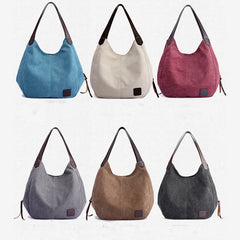 Women's Canvas Handbags High Female Hobos Single Shoulder Bags Solid Mul