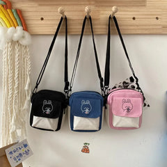 Women's Cartoon Printed Canvas Shoulder Bag Flap Purse Handbag