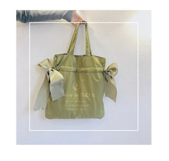 Canvas Shoulder Bag for Girls with Bow Handbag, Large Capacity School Bag
