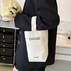 Women's Canvas Shoulder Bag Letters Printing Ladies Casual Handbag Totes