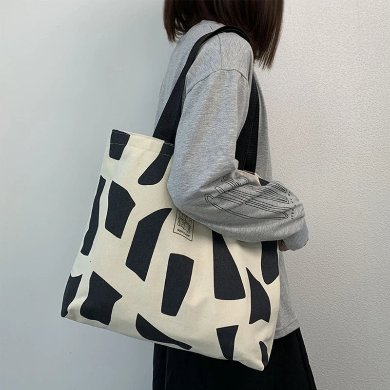 Harajuku Alphabet Print Canvas Shoulder Bag