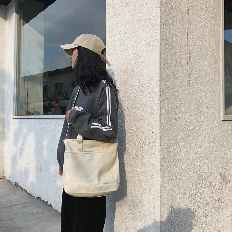 Women's Canvas Shoulder Bags Casual Shopping Bags Large Capacity Tote