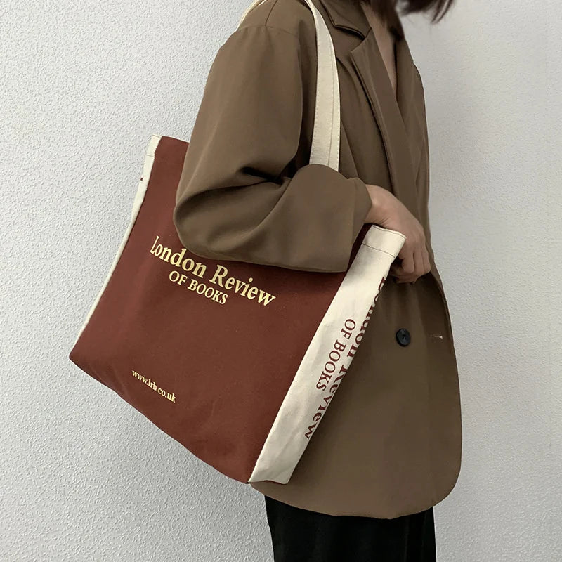 Women's Canvas Shopper Bag Large Tote Handbag Eco-Friendly Cotton Cloth