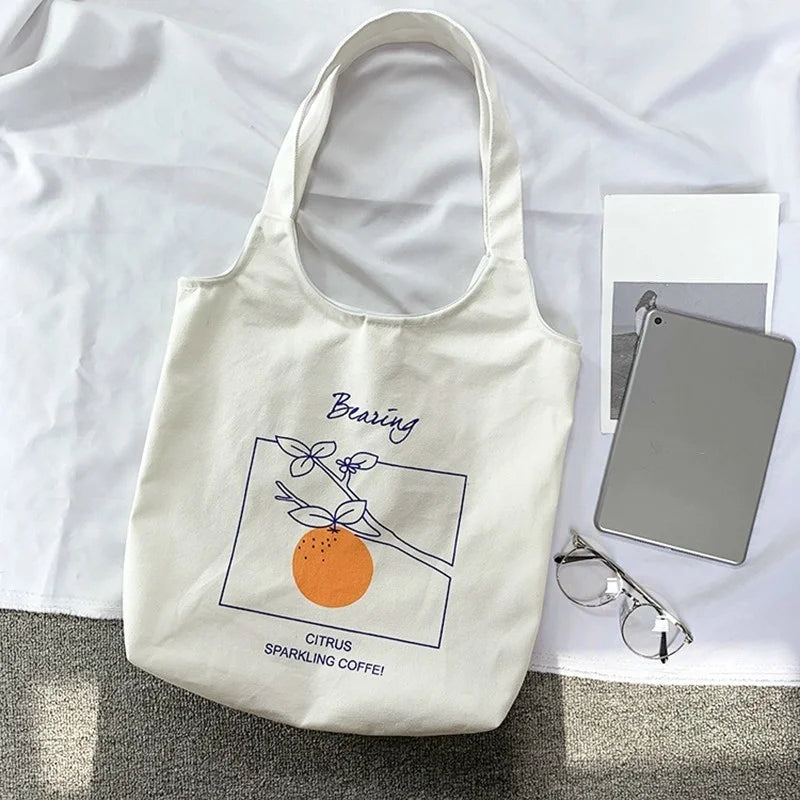 Women's Canvas Shoulder Tote Bag Large Capacity Cotton Cloth Shopping Bags