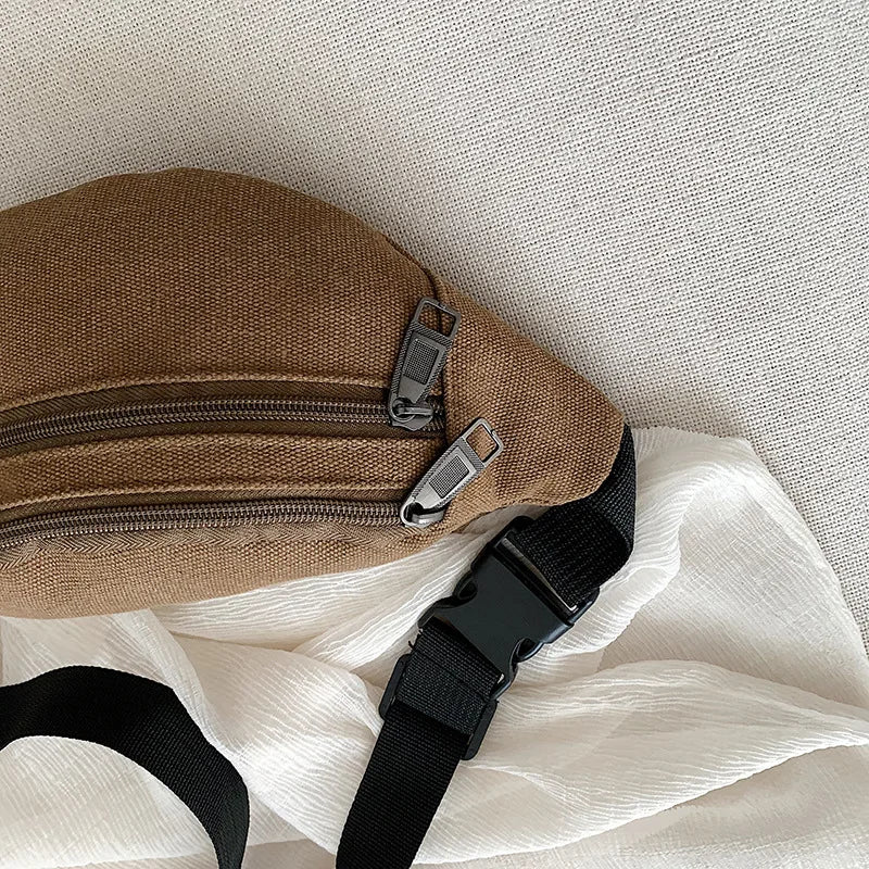 Canvas Wallet Belly Belt Waist Bag Phone Purse Chain Fanny Bag
