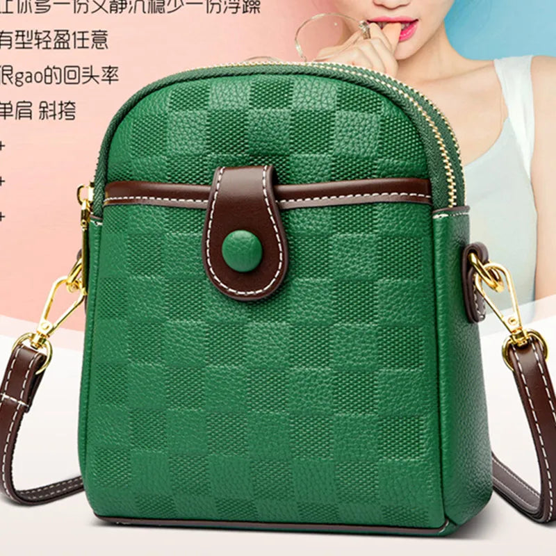Women's Leather Crossbody Bag Classic Handbag Lady Small Messenger Bag