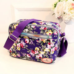 Women's Casual Canvas Shoulder Cloth Bag Flowers Printing Shopping Bag