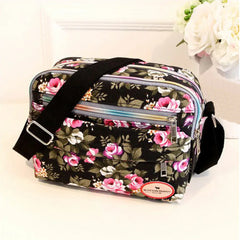 Women's Casual Canvas Shoulder Cloth Bag Flowers Printing Shopping Bag