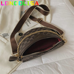Women's Chain Fanny Pack PU Leather Waist Bag Shoulder Crossbody Chest Bags
