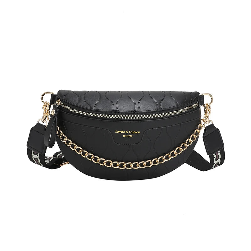 Chain Waist Bag Leather Fanny Pack for Women