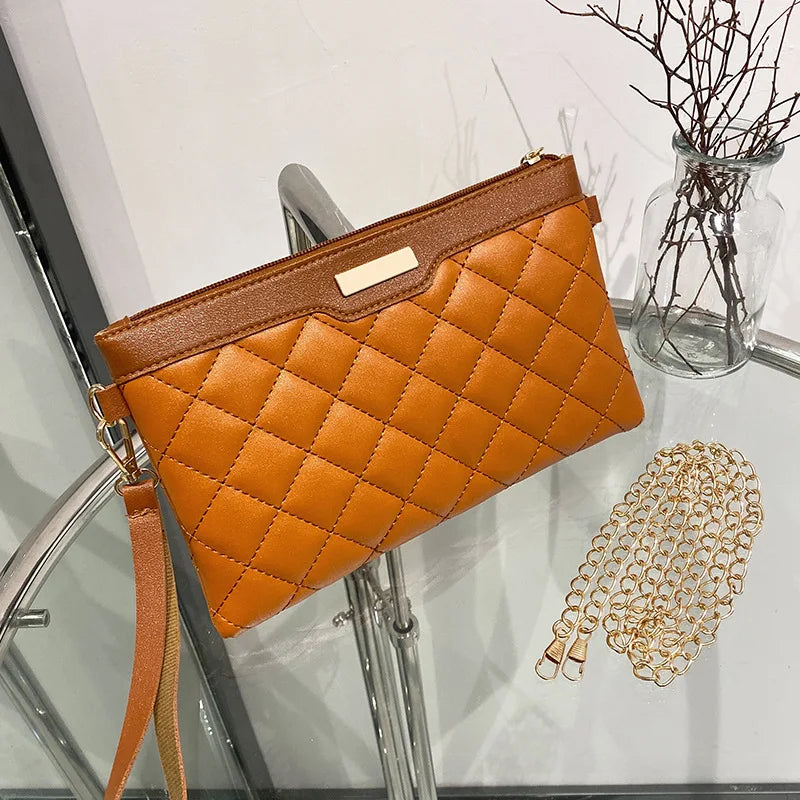 Leather Crossbody Enveloped Clutch Bag Small Messenger Shoulder Purse