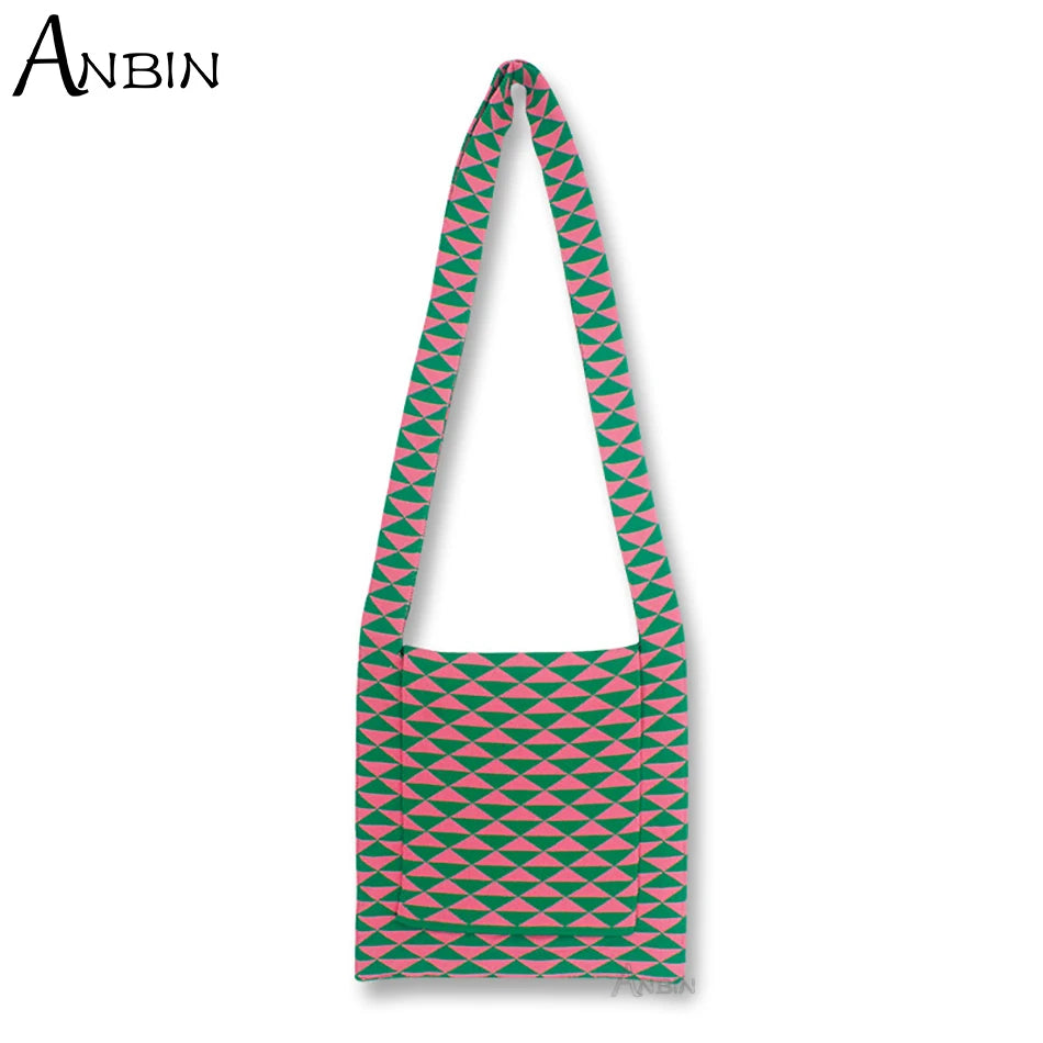 Plaid Crossbody Bag Crochet Shoulder Tote Square Hobo Purse Handbag
