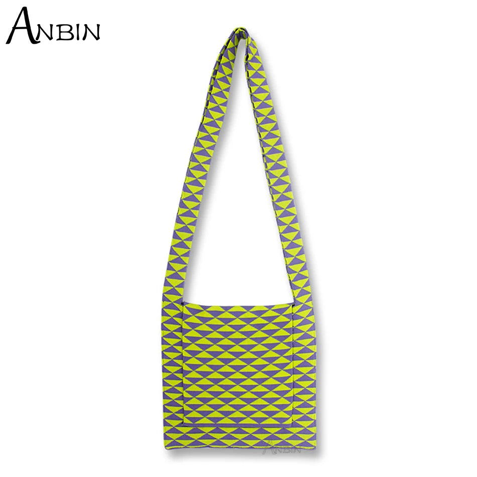 Plaid Crossbody Bag Crochet Shoulder Tote Square Hobo Purse Handbag