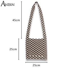 Plaid Crossbody Bag Crochet Shoulder Tote Square Hobo Purse Handbag