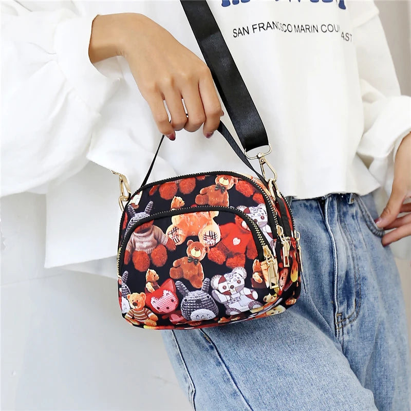 Women's Print Shoulder Bag Nylon Handbag Crossbody Wallet Beach Bag