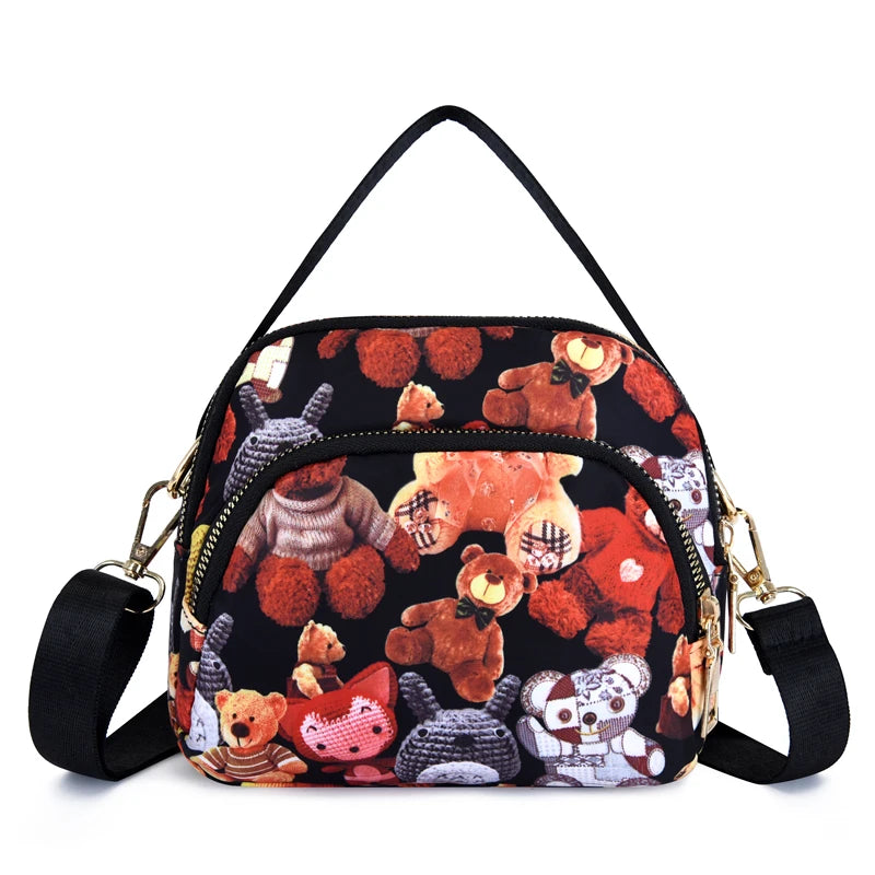 Women's Print Shoulder Bag Nylon Handbag Crossbody Wallet Beach Bag
