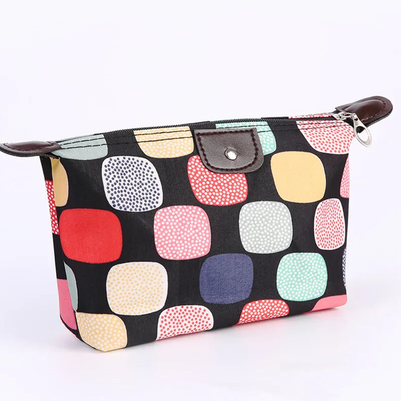 Women's Colorful Dot Cosmetic Folding Bag Large Capacity Make Up Bag