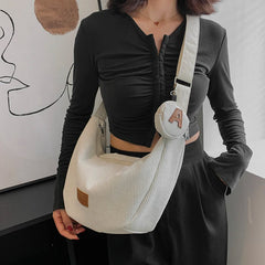 Women's Corduroy Crossbody Bag Winter Handbag High Capacity