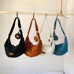 Women's Corduroy Crossbody Bag Winter Handbag High Capacity