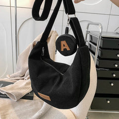 Women's Corduroy Crossbody Bag Winter Handbag High Capacity