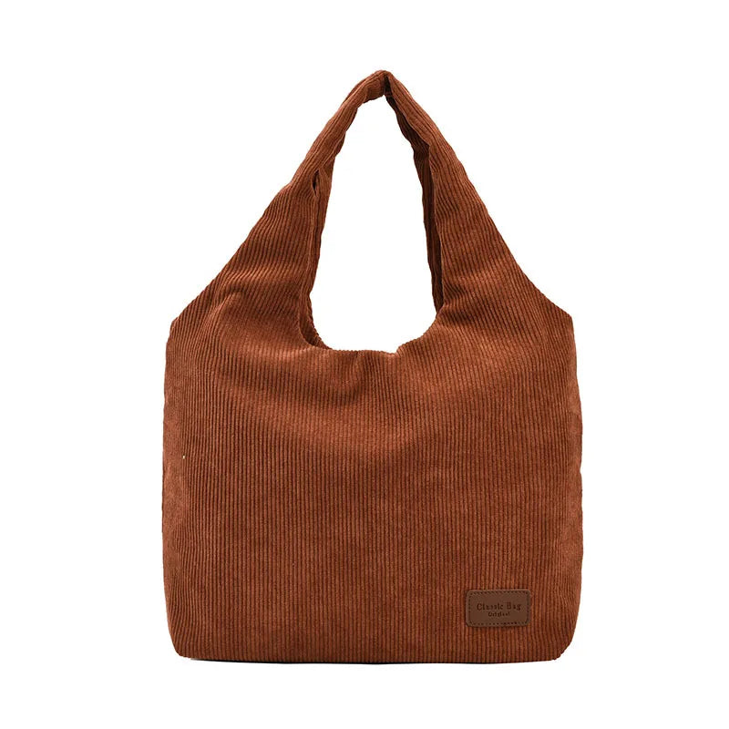 Corduroy Shoulder Bag Winter Large Capacity Totes Bag Women's Handbag