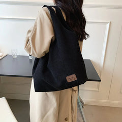 Corduroy Shoulder Bag Winter Large Capacity Totes Bag Women's Handbag