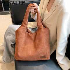 Corduroy Shoulder Bag Winter Large Capacity Totes Bag Women's Handbag