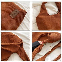 Corduroy Shoulder Bag Winter Large Capacity Totes Bag Women's Handbag