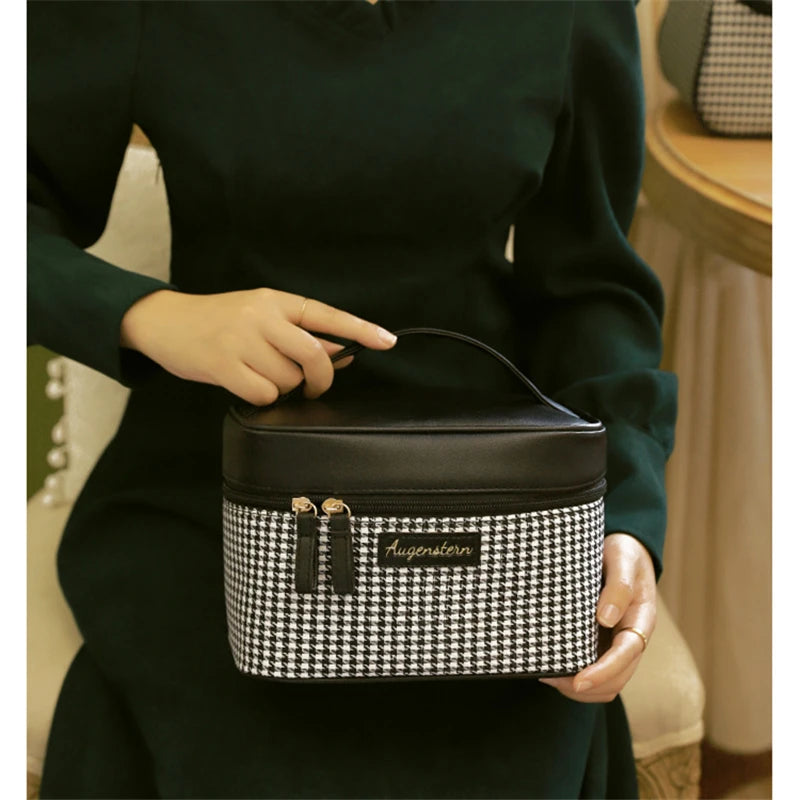 Women's Cosmetic Bags Houndstooth Portable Travel Storage Bag