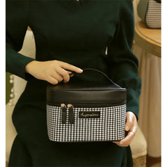 Women's Cosmetic Bags Houndstooth Portable Travel Storage Bag
