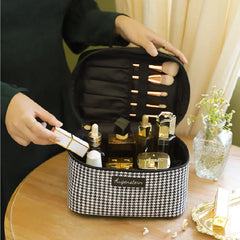 Women's Cosmetic Bags Houndstooth Portable Travel Storage Bag