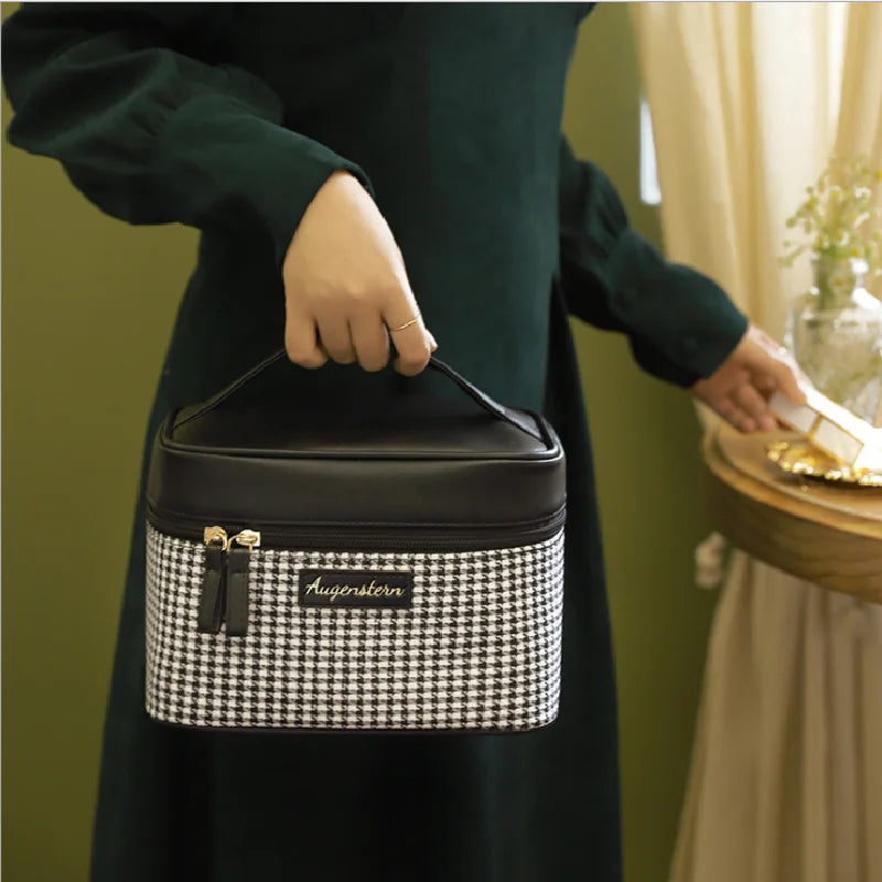 Women's Cosmetic Bags Houndstooth Portable Travel Storage Bag