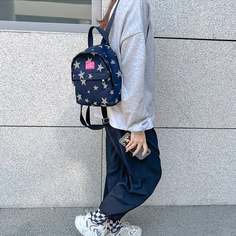 Women's Five Pointed Star Cowboy Backpack Student Schoolbag