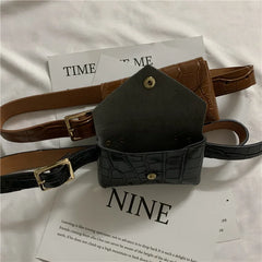 Women's Crocodile Waist Pack PU Leather Crossbody Pouch Bag