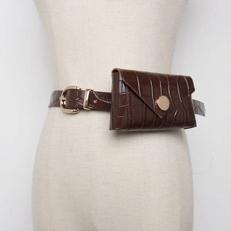 Women's Crocodile Waist Pack PU Leather Crossbody Pouch Bag