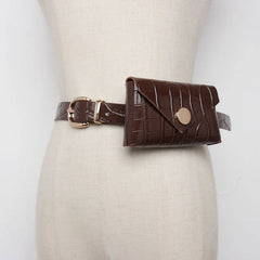 Women's Crocodile Waist Pack PU Leather Crossbody Pouch Bag