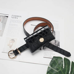 Women's Crocodile Waist Pack PU Leather Crossbody Pouch Bag