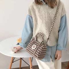 Bear Crossbody Bag Plush Embroidered Winter Boston Bag