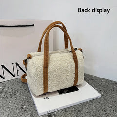 Bear Crossbody Bag Plush Embroidered Winter Boston Bag