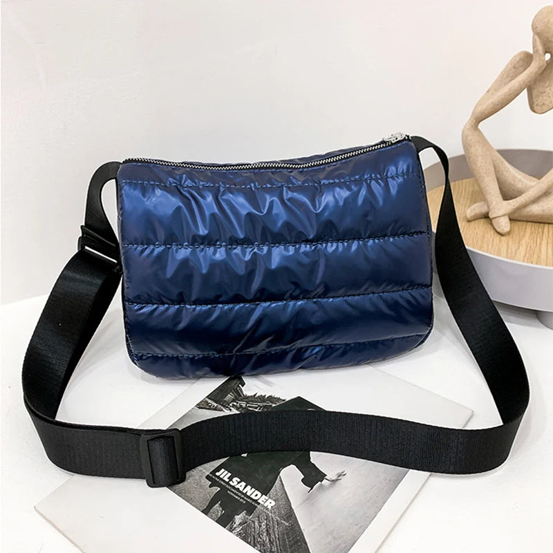 Women's Nylon Crossbody Bag Winter Casual Shoulder Purse Solid Color
