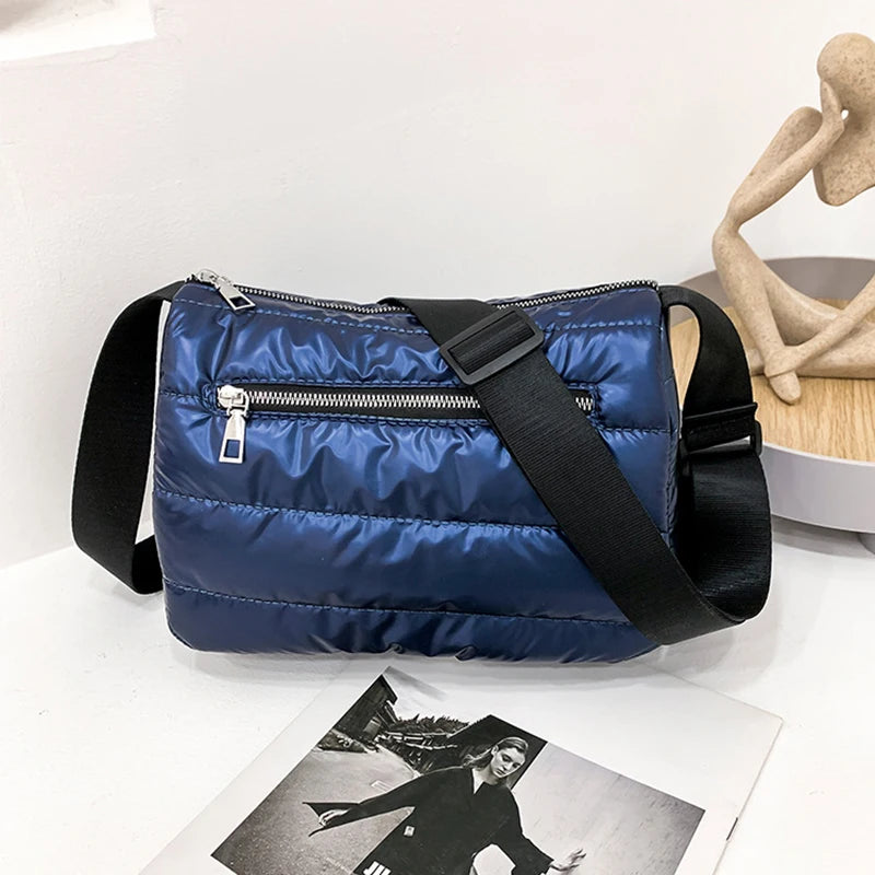 Women's Nylon Crossbody Bag Winter Casual Shoulder Purse Solid Color