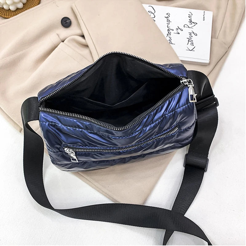 Women's Nylon Crossbody Bag Winter Casual Shoulder Purse Solid Color