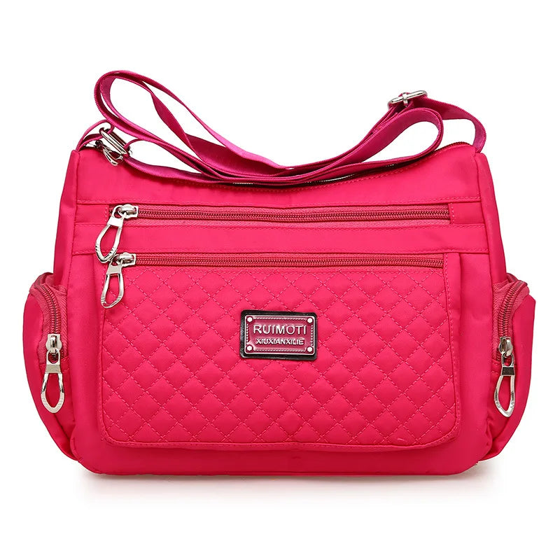 Waterproof Nylon Plaid Crossbody Bag Large Capacity Lady Shoulder Bag