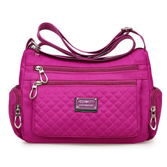 Waterproof Nylon Plaid Crossbody Bag Large Capacity Lady Shoulder Bag