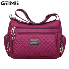 Waterproof Nylon Plaid Crossbody Bag Large Capacity Lady Shoulder Bag